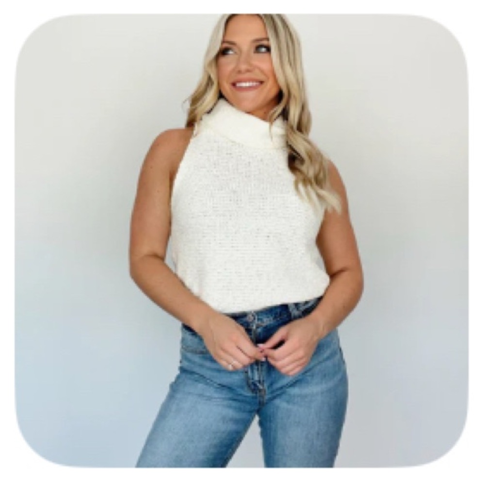 Women's Sleeveless White Sweater